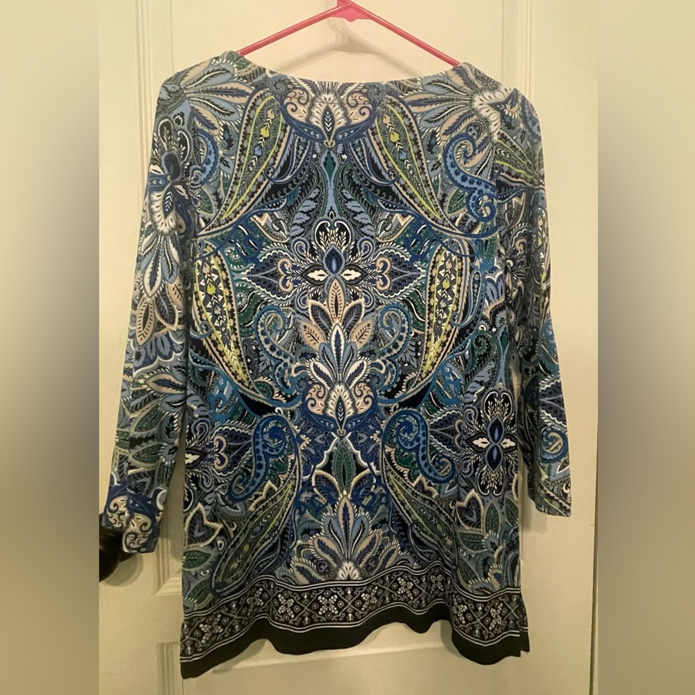 Rafaella Blue and Green Paisley Blouse -  100% cotton